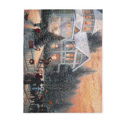 Decorative and Warm Christmas Arctic Fleece Blanket showcasing a charming winter scene with a beautifully lit house and snow-covered trees, perfect for adding festive elegance to your home.