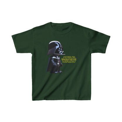 Kids Cute Darth Vader T-shirt Heavy Cotton Tee in deep green, featuring a stylish Darth Vader graphic with ‘Star Wars’ branding, perfect for young fans seeking comfort and fashion.