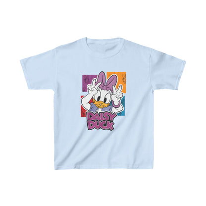 Unisex Kids Daisy Duck Cotton T-Shirt Tee in light blue showcasing a whimsical Daisy Duck design, ideal for stylish young adventurers.
