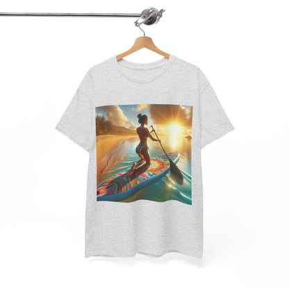 Dazzling Dreams Studio's Delightful Paddleboarding T-Shirt, a chic addition for paddleboarders, showcasing a serene water scene.