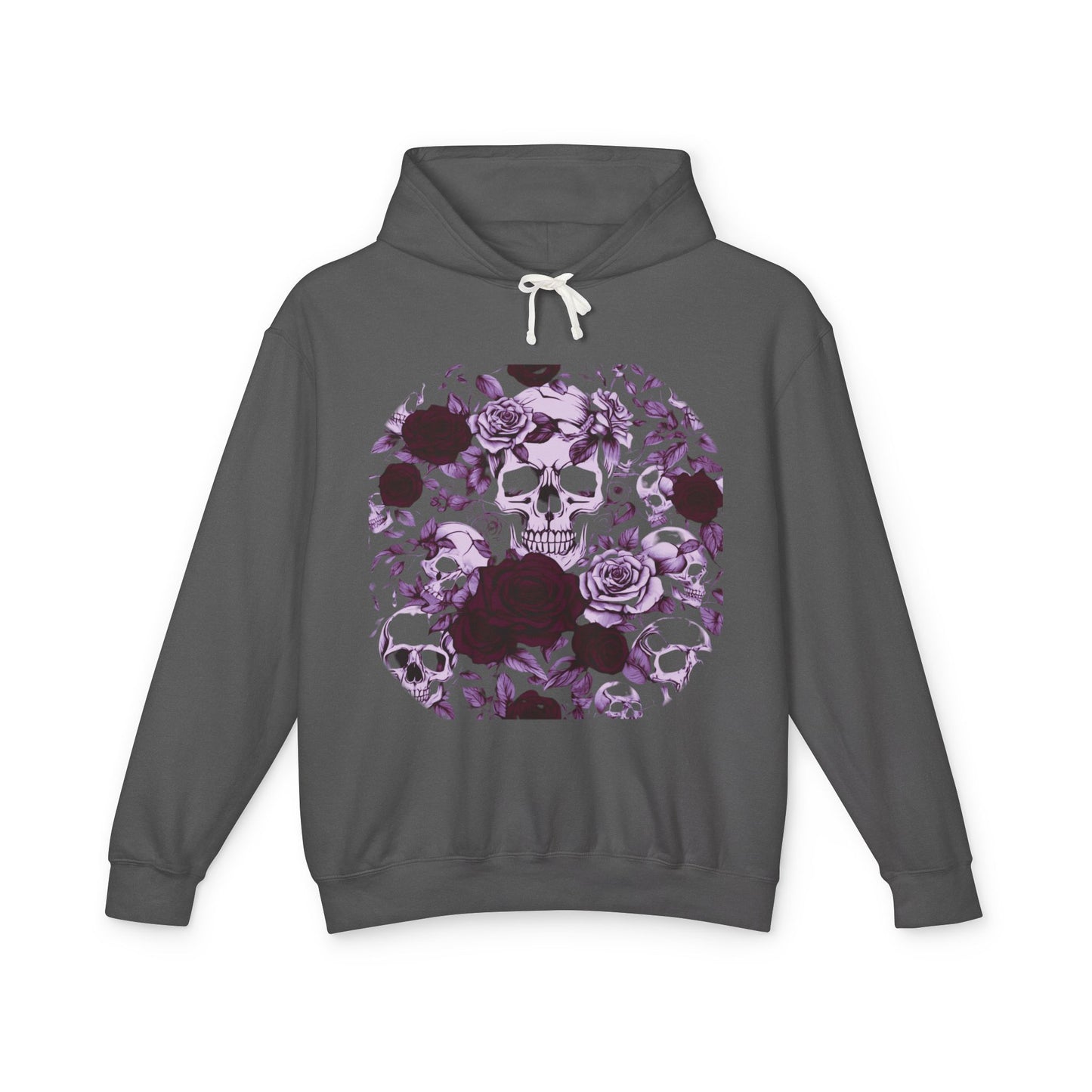 Unisex Lightweight Hooded Sweatshirt unique designer skull and roses