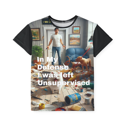 Luxurious Kids In My Defense I Was Left Unsupervised Jersey by Dazzling Dreams Studio, showcasing vibrant all-over print design ideal for active children.