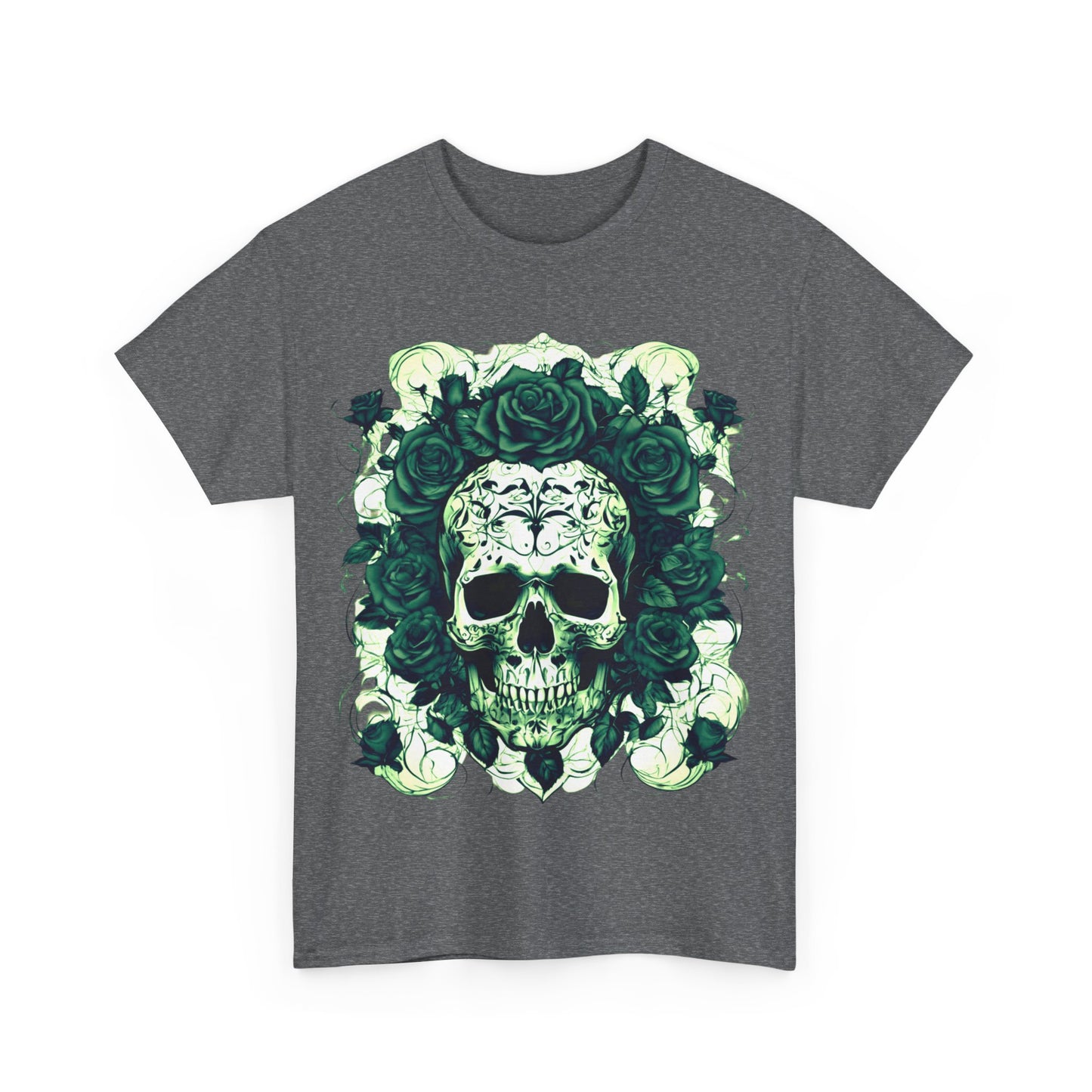 Skulls and Roses Cotton Tee, Unisex Graphic Shirt, 7 color choice