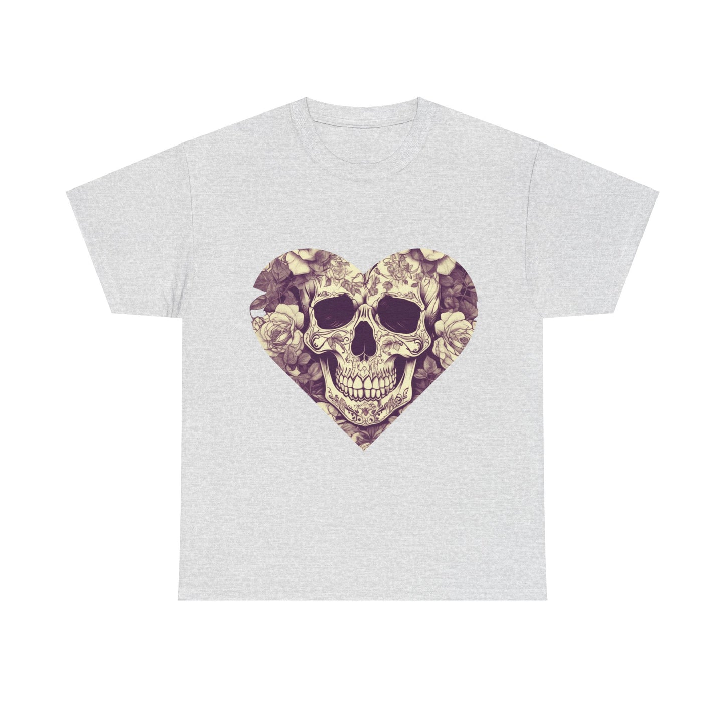 Skulls and Roses Cotton Tee, Unisex Graphic Shirt, 7 color choice