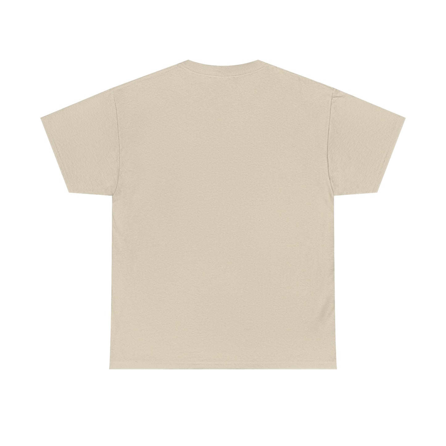 Back view of a luxurious cream men's t-shirt, designed for comfort and laid-back style, suitable for various occasions.
