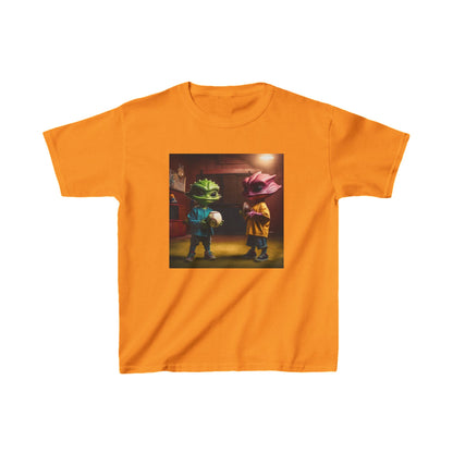 Kids Cute Aliens Heavy Cotton Tee in vibrant orange featuring playful alien characters, perfect for little space explorers.