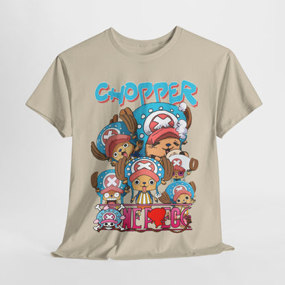 Elegant display of the Chopper anime t-shirt against a minimalist background, highlighting its rich colours and stylish design, a luxurious addition to any fan's wardrobe.