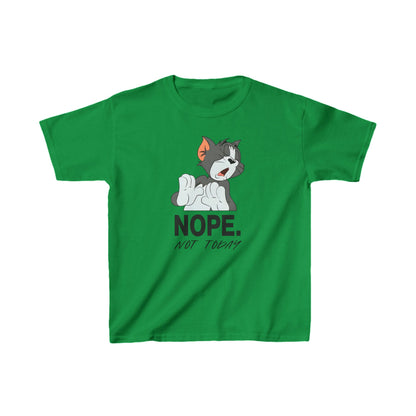 Luxury Child's Tom & Jerry “NOPE” Graphic Unisex Tee Shirt in emerald green, complete with Tom's whimsical expression and bold lettering.