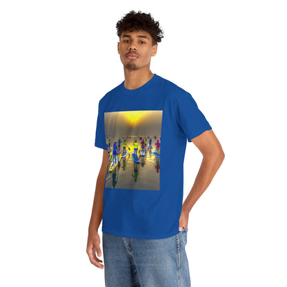 Luxury paddle boarding scene T-shirt by Dazzling Dreams Studio, perfect for water sports enthusiasts.