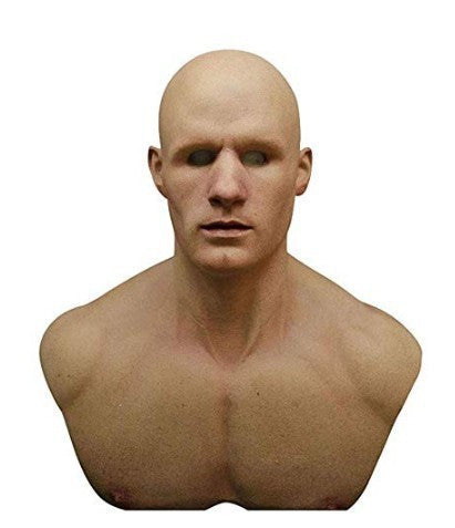 Old White Mask Bald Old Latex Headgear - High-quality bald head mask with a neutral expression, versatile for various costume parties.
