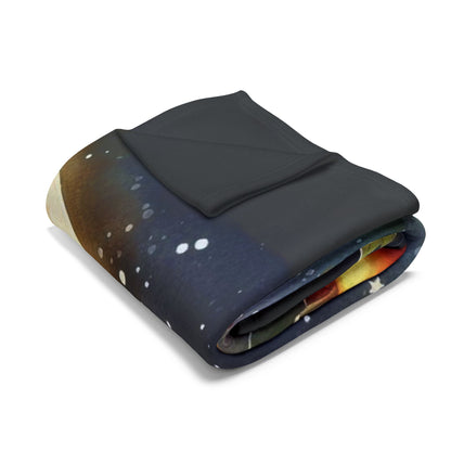 Sophisticated Decorative and Warm Halloween Spooky Arctic Fleece Blanket folded elegantly, featuring a vibrant design that embodies the spirit of Halloween, ideal for classy home decor.