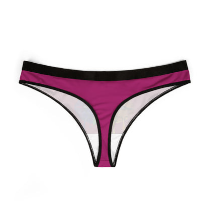 Stylish women's thong in pink, highlighting a bold graphic of rainbow lips, designed to bring joy and fun to special romantic gifts.