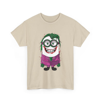 Men's Funny T Shirt in a light colour featuring the Joker Minion design, an entertaining option for those who appreciate unique and funny apparel from the Minions universe.