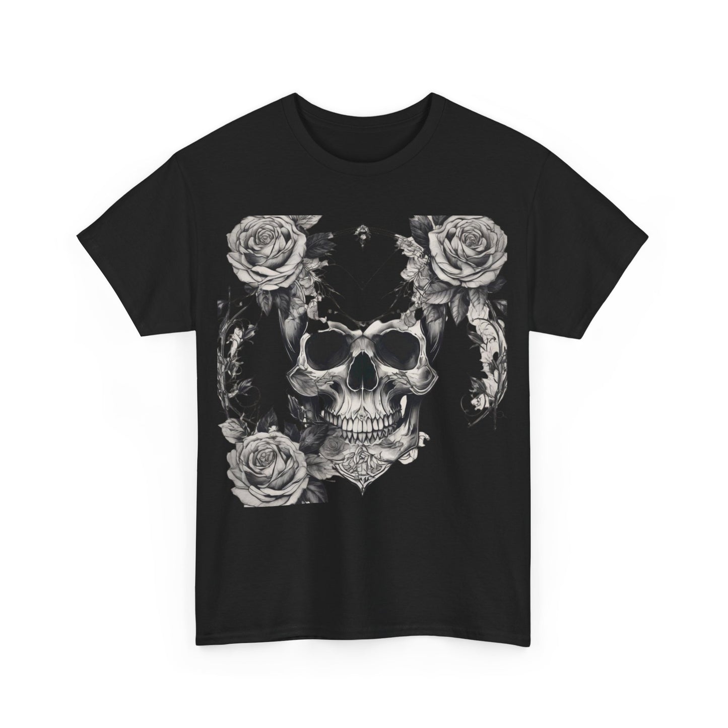 Skulls and Roses Cotton Tee, Unisex Graphic Shirt, 7 color choice