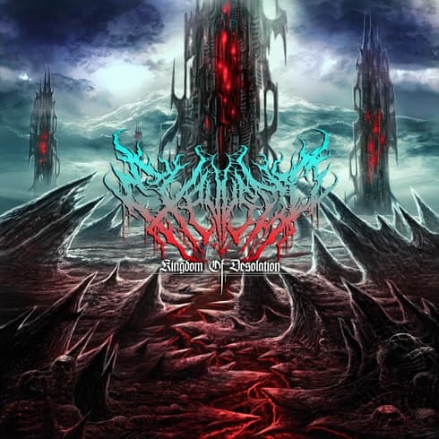 Expulsed - Kingdom Of Desolation album cover, an Officially Licensed product by Rancid Offal Records, showcasing a gripping design perfect for death metal enthusiasts.