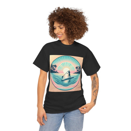Delightfull Paddle Board T-Shirt by Dazzling Dreams Studio featuring vibrant paddleboarding graphic, perfect for water sports enthusiasts.