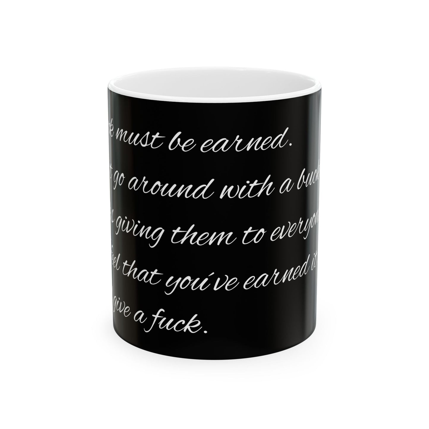 Funny office mug with an inappropriate slogan, the F-word mug that adds cheeky humour to your coffee routine.