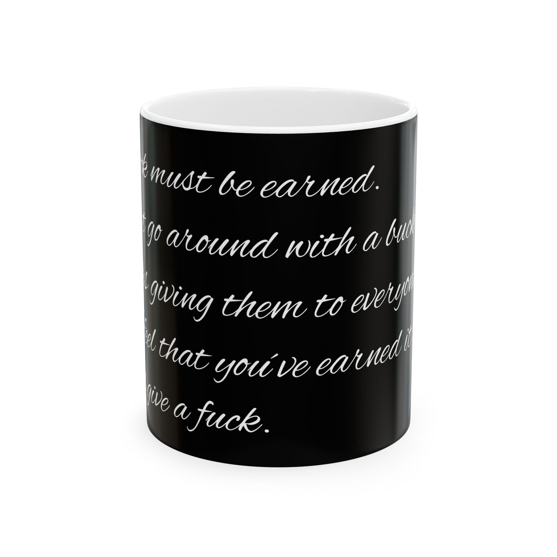 Funny office mug with an inappropriate slogan, the F-word mug that adds cheeky humour to your coffee routine.