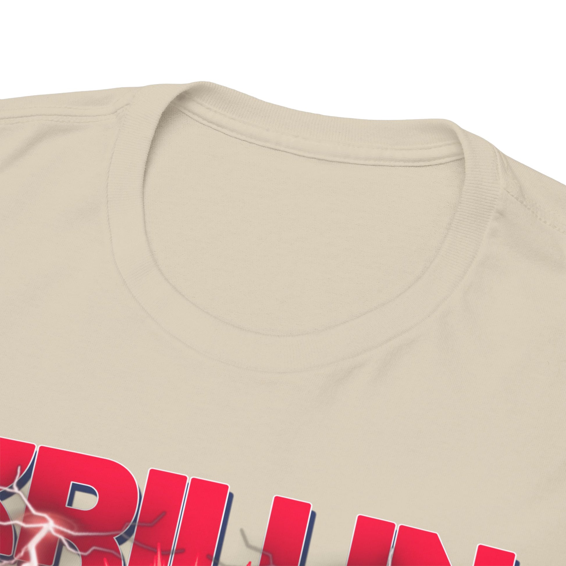 Close-up view of the Dragon Ball Z T-shirt collar, featuring the Krillin design with vibrant colours and striking details.
