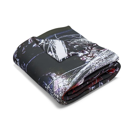 Elegant folded Decorative and Warm Halloween Spooky Arctic Fleece Blanket, showcasing its design and sumptuous fleece fabric, perfect for festive décor.