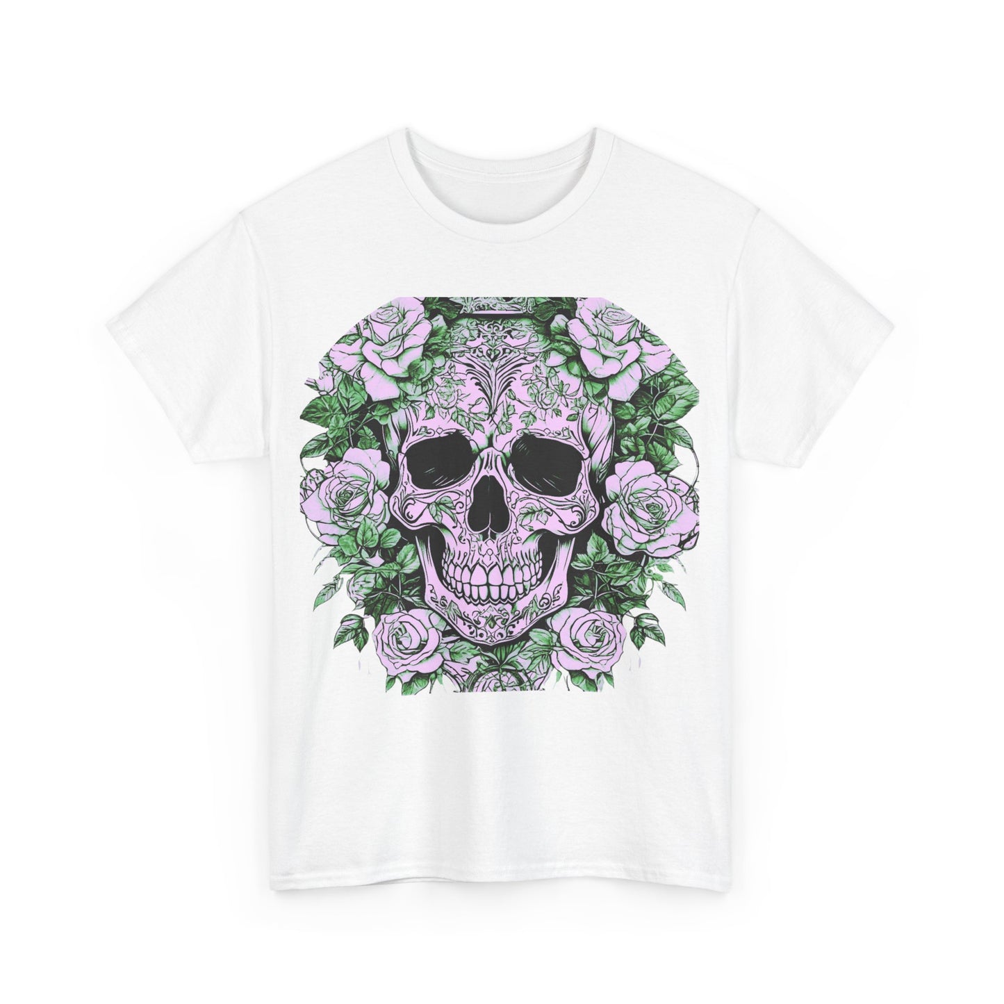 Skulls and Roses Cotton Tee, Unisex Graphic Shirt, 7 color choice