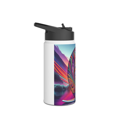 Elegant Fantasy Paddleboarding Stainless Steel Water Bottle featuring a vibrant design, perfect for paddleboarding enthusiasts seeking style and functionality.