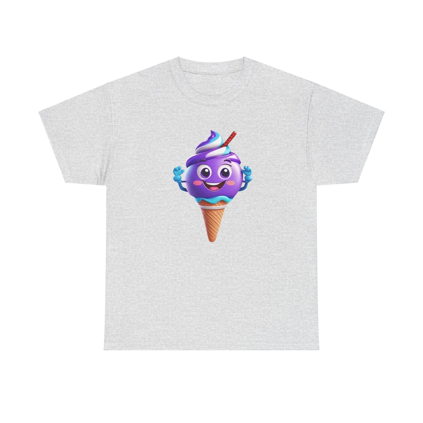 Scoop of Joy: Cartoon Ice Cream Cone Character Tee Unisex Cotton Graphic T Shirt