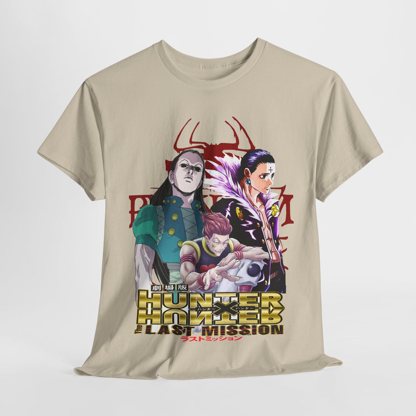 Premium quality Hunter x Hunter T-shirt featuring an artistic display of beloved anime characters, designed for the discerning anime enthusiast.