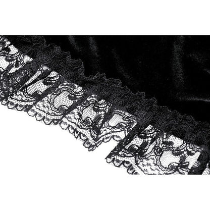 Elegant Dark in Love Lavinia Velvet and Lace Shrug showcasing dramatic bell sleeves and intricate lace trim, perfect for gothic fashion enthusiasts.