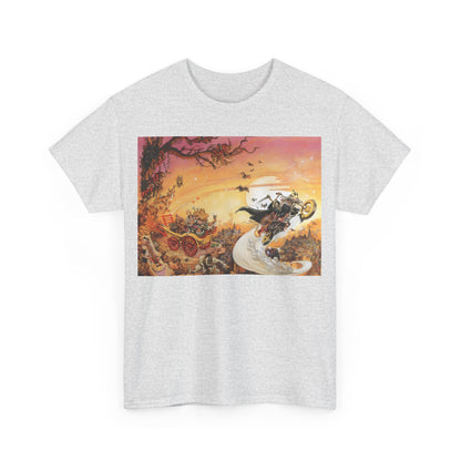 Discworld Soul Music Graphic Unisex T-Shirt featuring a vibrant and whimsical illustration inspired by Terry Pratchett's Discworld universe, crafted from premium cotton for ultimate comfort and style.