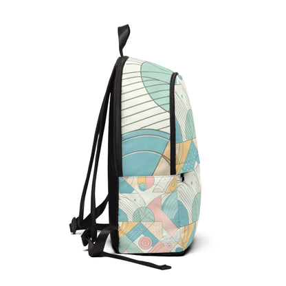 Elegant geometric backpack by Dazzling Dreams Studio showcasing soft pastel colours and contemporary design ideal for modern fashionistas.