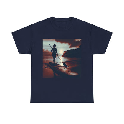 Delightful Paddle Board T-Shirt showcasing a serene design ideal for water sports enthusiasts, crafted by Dazzling Dreams Studio.