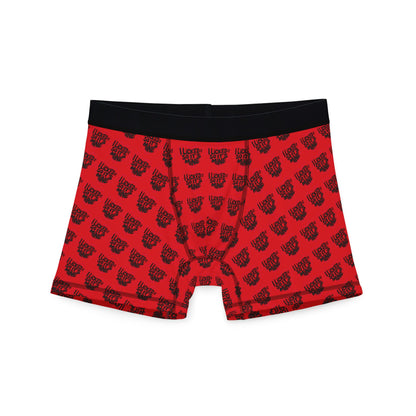 Valentine's Naughty Cheeky Men's Boxer Briefs in red, featuring bold black text 'I LICKED IT SO IT'S MINE', ideal for adding a humorous twist to romantic occasions.