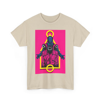 Squid Game Unisex Men’s Women’s Graphic Cotton Funny T-Shirt showcasing a striking design that captures the essence of the popular series, ideal for fashion-forward individuals.