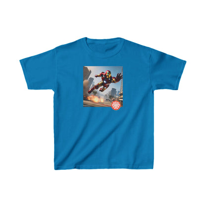 Kids Iron Man Printed Heavy Duty T-Shirt with Hulk Design in striking blue, showcasing iconic Iron Man artwork for young superheroes.