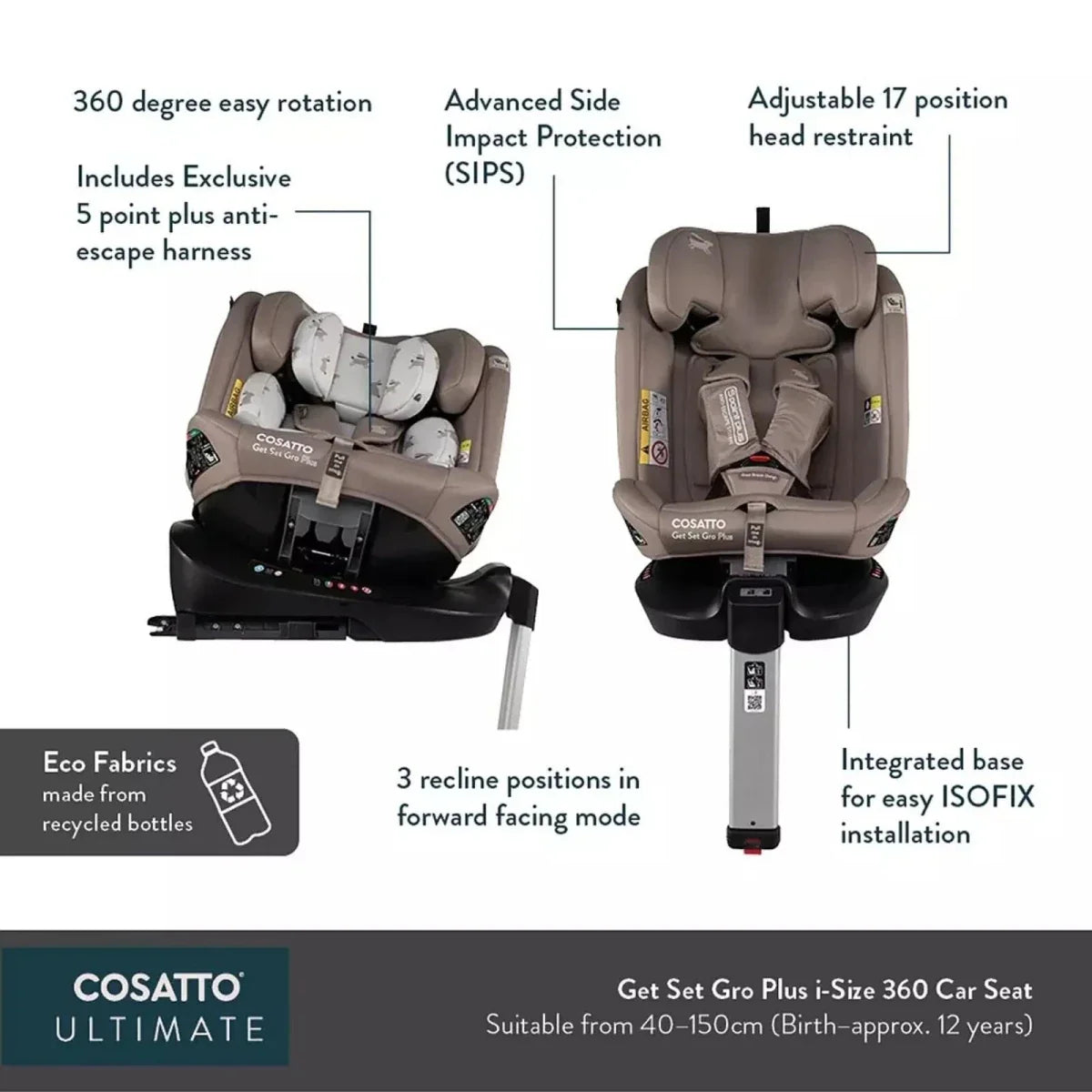 Cosatto Get Set Grow Plus i-Size Group 0+/1/2/3 360 Car Seat - Lollop