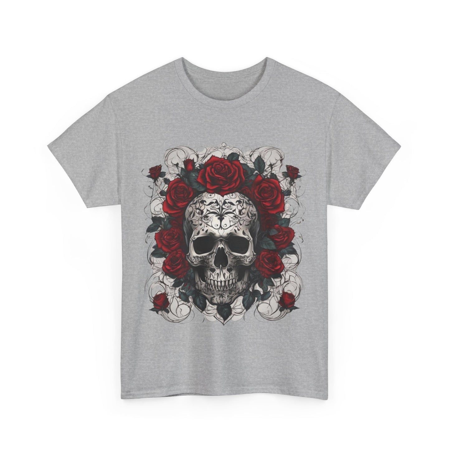 Skulls and Roses Cotton Tee, Unisex Graphic Shirt,