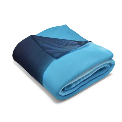 Elegant rolled version of the Decorative and Warm Halloween Samara The Ring Spooky Arctic Fleece Blanket, featuring a captivating dark design, ideal for a sophisticated Halloween aesthetic.