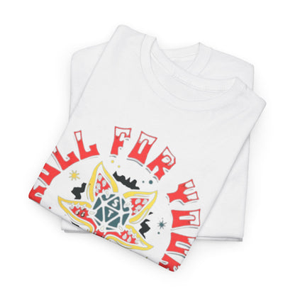 Stacked view of premium white graphic t-shirts showcasing the vibrant 'ROLL FOR YOUR LIFE' design, perfect for casual luxury and fans of adventure.