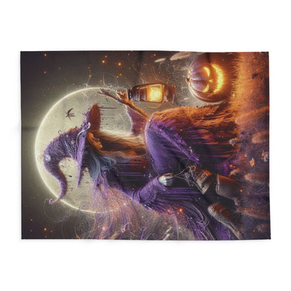 Charming Decorative and Warm Halloween Spooky Arctic Fleece Blanket displaying mystical Halloween motifs, perfect for adding warmth and style to any decor.