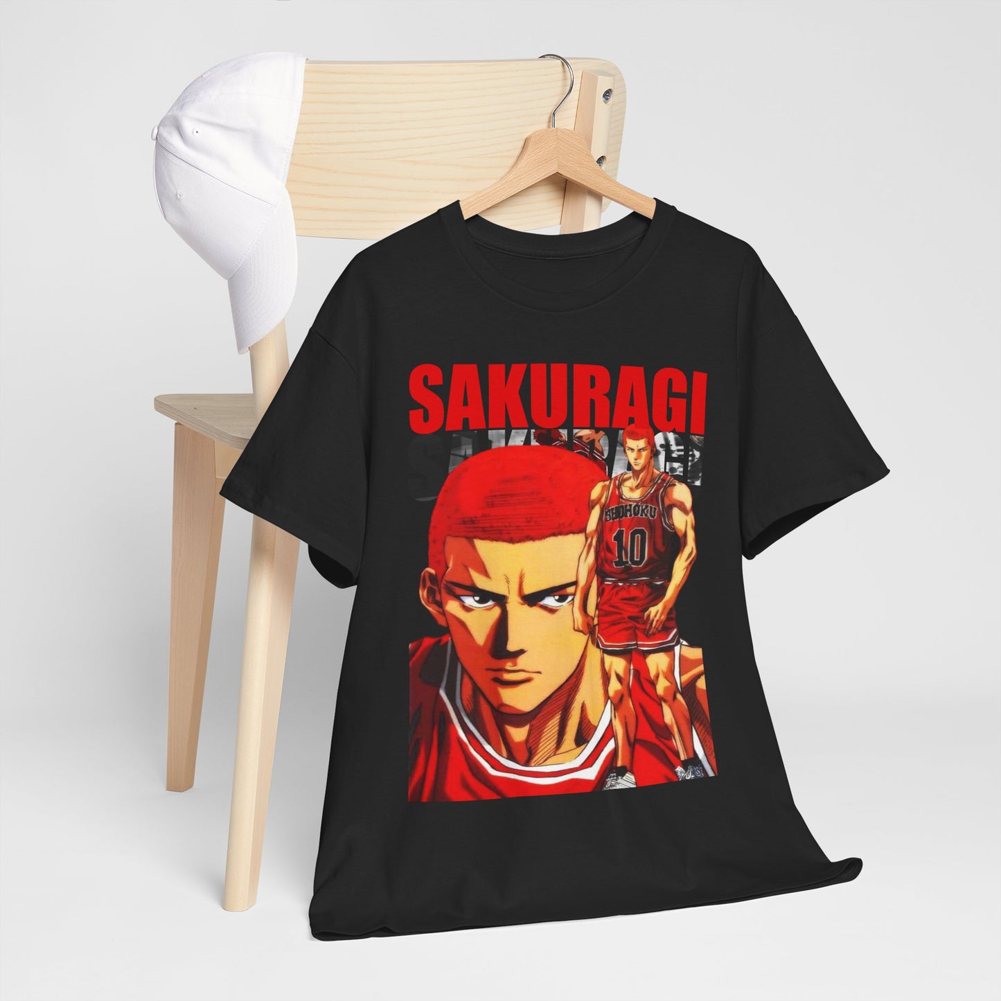 Luxurious Slam Dunk Anime T-Shirt featuring a vibrant illustration of Sakuragi, perfect for stylish anime enthusiasts.