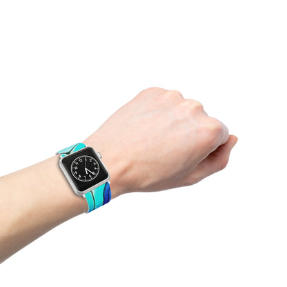 The Urban Chic Vibrant Neon Abstract Apple Watch Band by Dazzling Dreams Studio, elegantly displayed against a stylish backdrop to emphasize its trendy appeal.