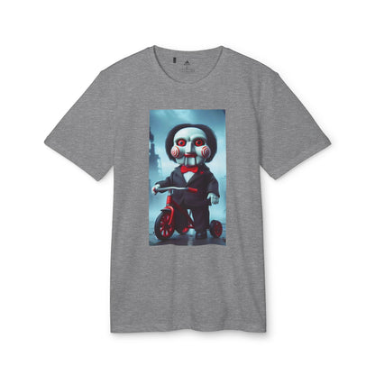 Adidas Unisex Halloween Jigsaw Cute T-shirt in grey, showcasing a luxurious design of the Jigsaw character, ideal for making a fashionable statement this Halloween.