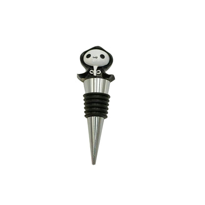 Stylish Halloween Sealed Stopper Vacuum Resin Wine Bottle Stopper showcasing a cute grim reaper character, a luxurious accessory for your Halloween wine collection.