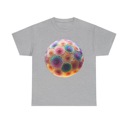Iridescent Floral Sphere Unisex Cotton Tee Graphic T Shirt in grey, showcasing an exquisite floral pattern that adds a touch of elegance.