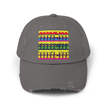 Unisex Distressed Paddleboarders Cap in chic charcoal, embellished with a dynamic paddleboarding design, ensuring stylish sun protection for adventure enthusiasts.