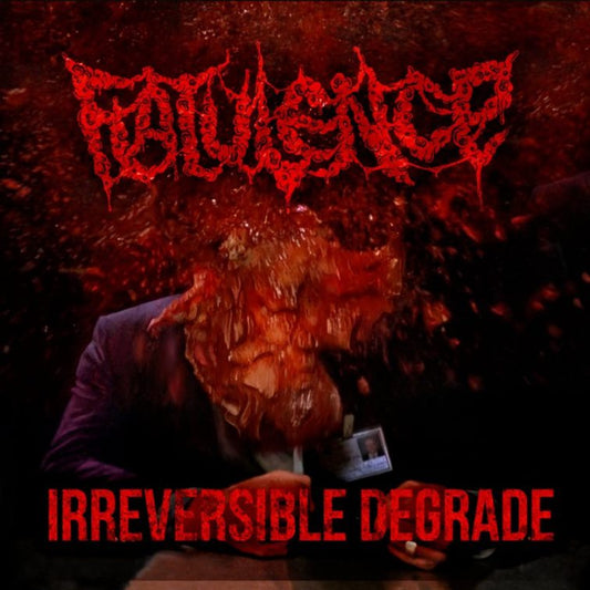 Flatulence - Irreversible Degrade CD cover art by Rancid Offal Records featuring an intricate design reflective of the Goregrind genre, released in 2018.