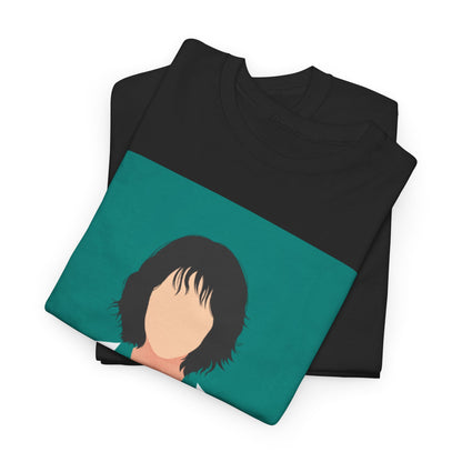 Elegant Dazzling Dreams Squid Game Graphic Tee folded, displaying the bold design of character 067, perfect for those who appreciate unique and stylish apparel.