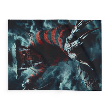 Elegant Halloween Freddy Krueger Nightmare On Elm Street Arctic Fleece Blanket featuring a captivating image of Freddy Krueger, ideal for creating an atmospheric and luxurious Halloween experience.
