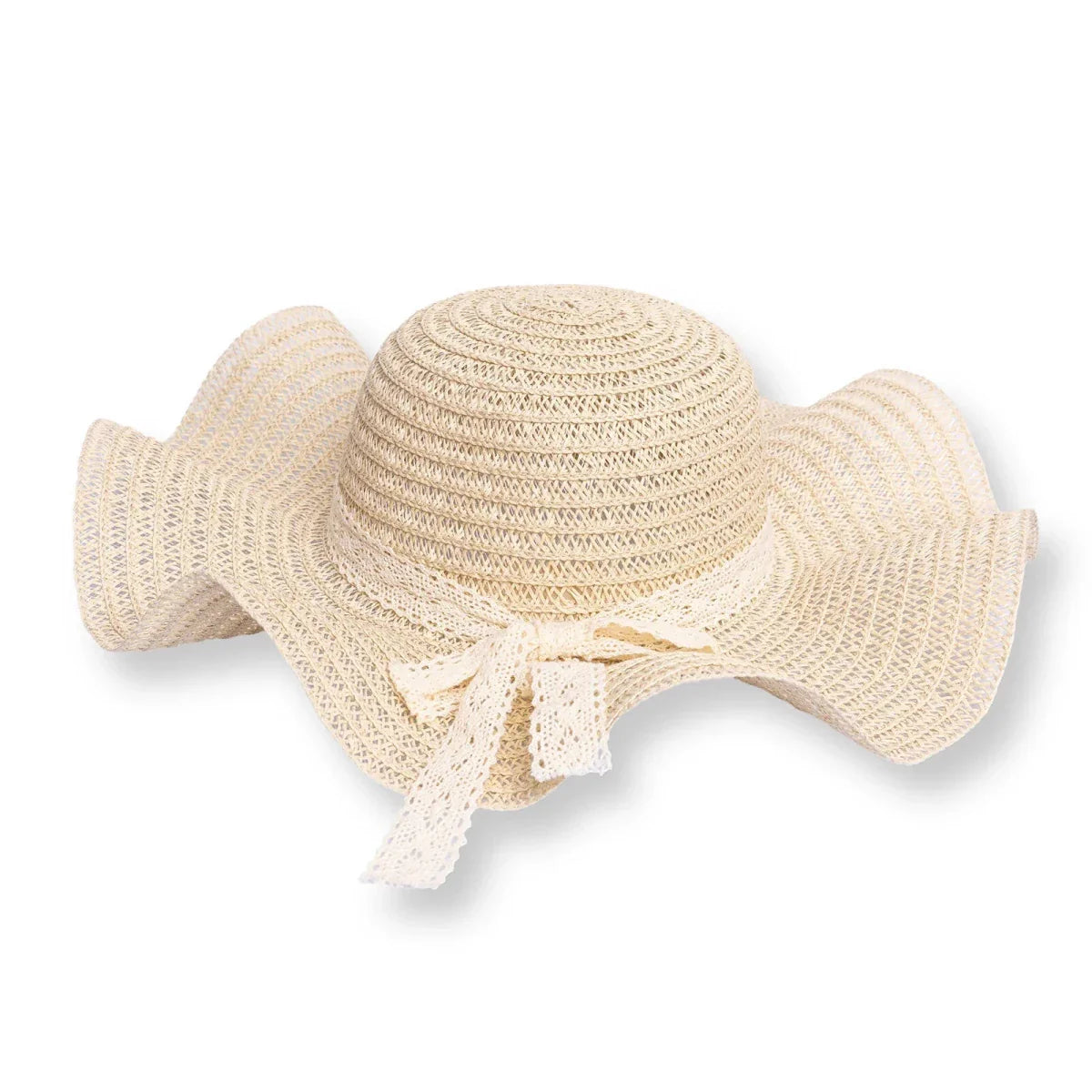HelloBaby Mom Straw Ribbon Hat - Ecru